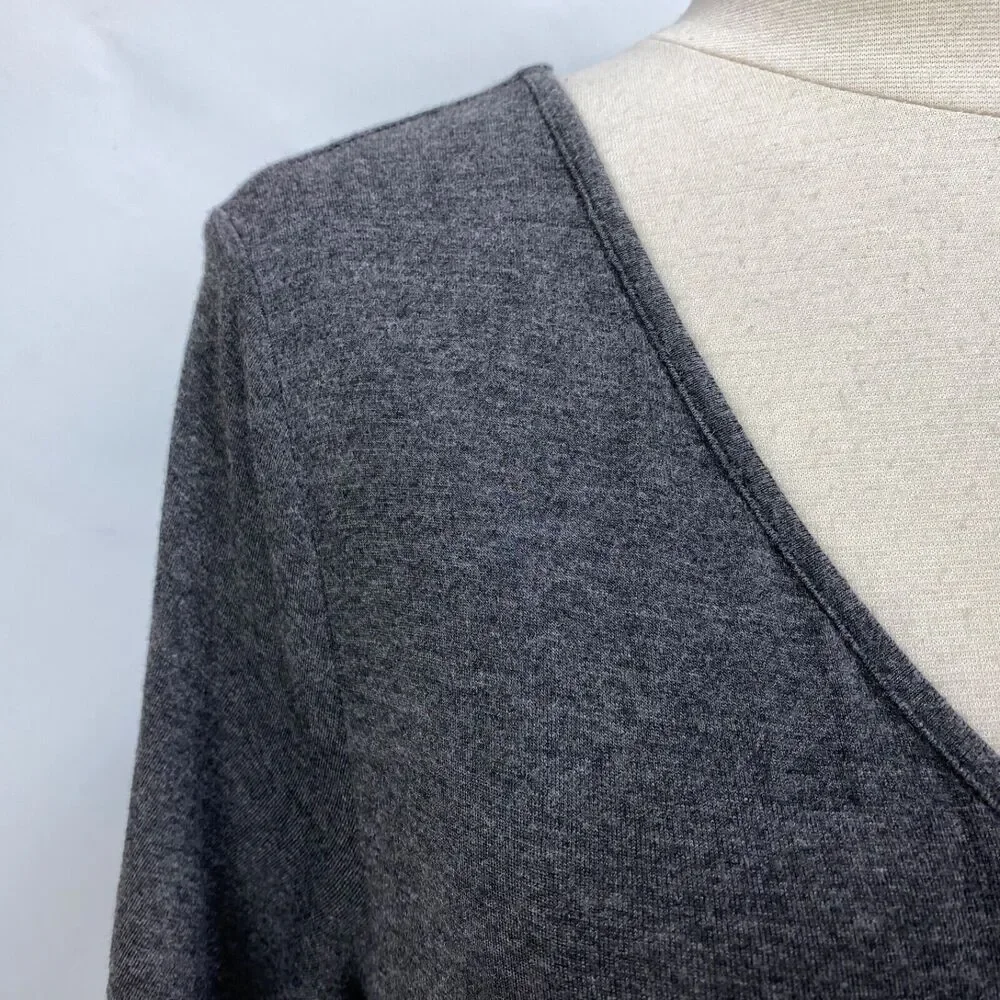 DB Moon Womans Gray Knit Dress Medium Fit N Flare Pockets Boho Peasant Casual